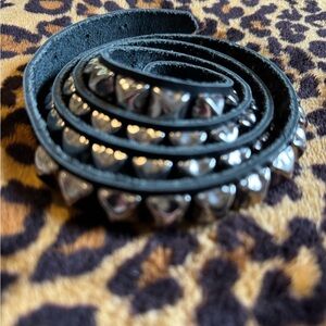 Studded Black Leather Belt